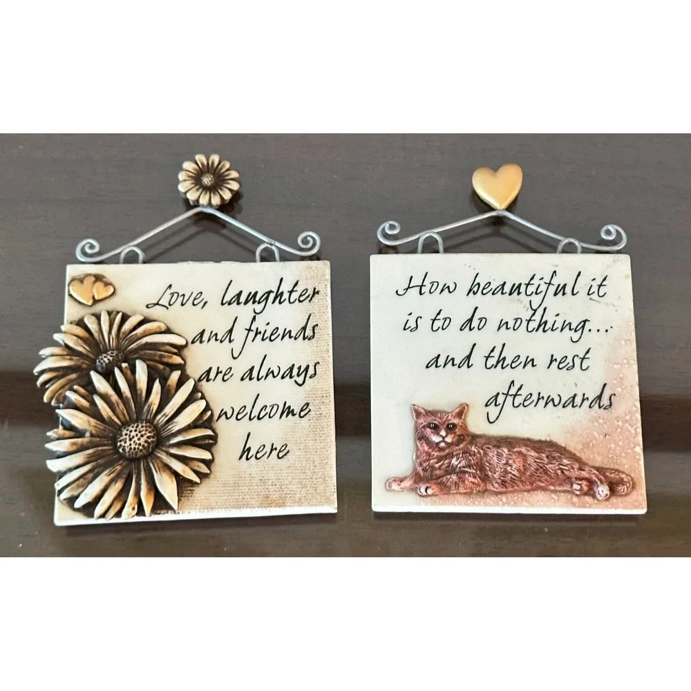 Love, Laughter‎ and Friends and Cat Magnet Wall Hanging Plaque